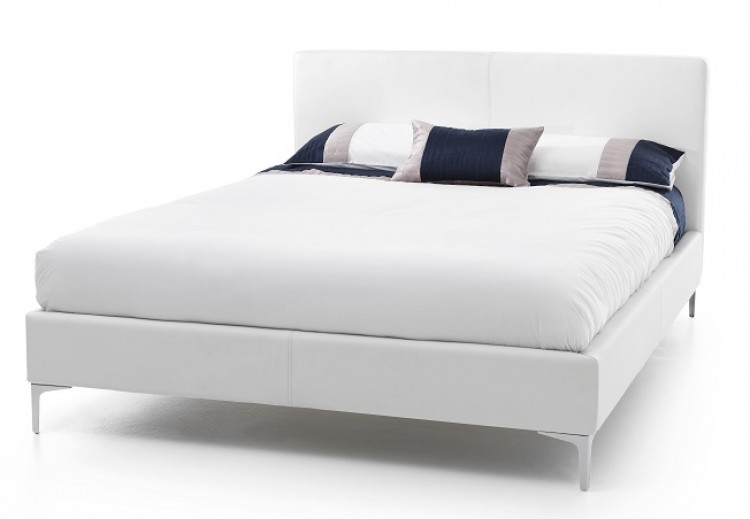 serene monza 4ft small double white faux leather bed frame by serene furnishings - White Leather Bed Frame serene monza 4ft small double white faux leather bed frame by serene furnishings - White Leather Bed Frame