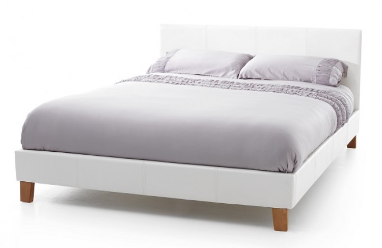 Serene Tivoli 4ft Small Double White Faux Leather Bed ...