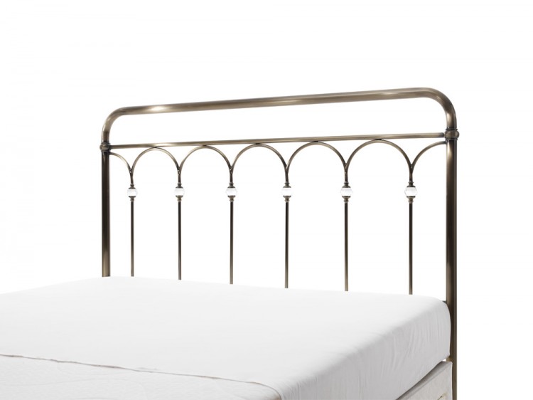 Serene Shilton 4ft Small Double Antique Brass Metal Headboard With