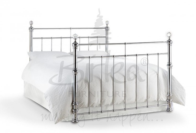 Silver Bed Frame With Crystal Finials, Silver Metal Bed Frame King Size
