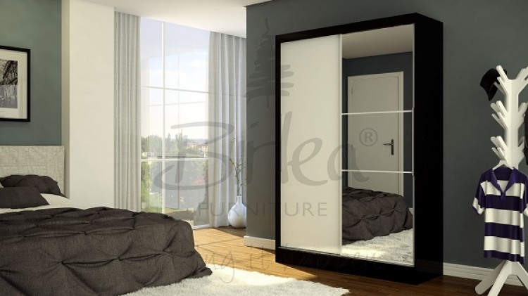 Birlea Lynx Black With White Gloss Sliding Door Wardrobe Birlea Lynx Black With White Gloss Sliding Door Wardrobe Mirror By
