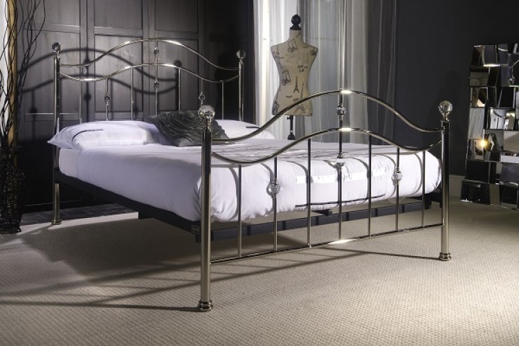 Chrome metal double bed frame