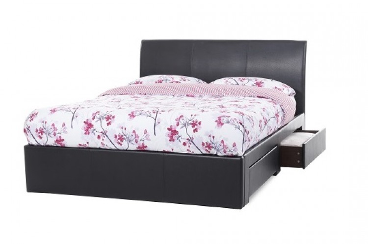 Serene Anzio 4ft Small Double Brown Faux Leather Bed Frame ...
