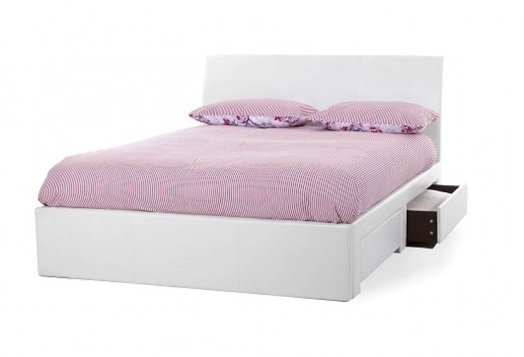 White Leather Bed Frame Single White Leather Bed Frame Single