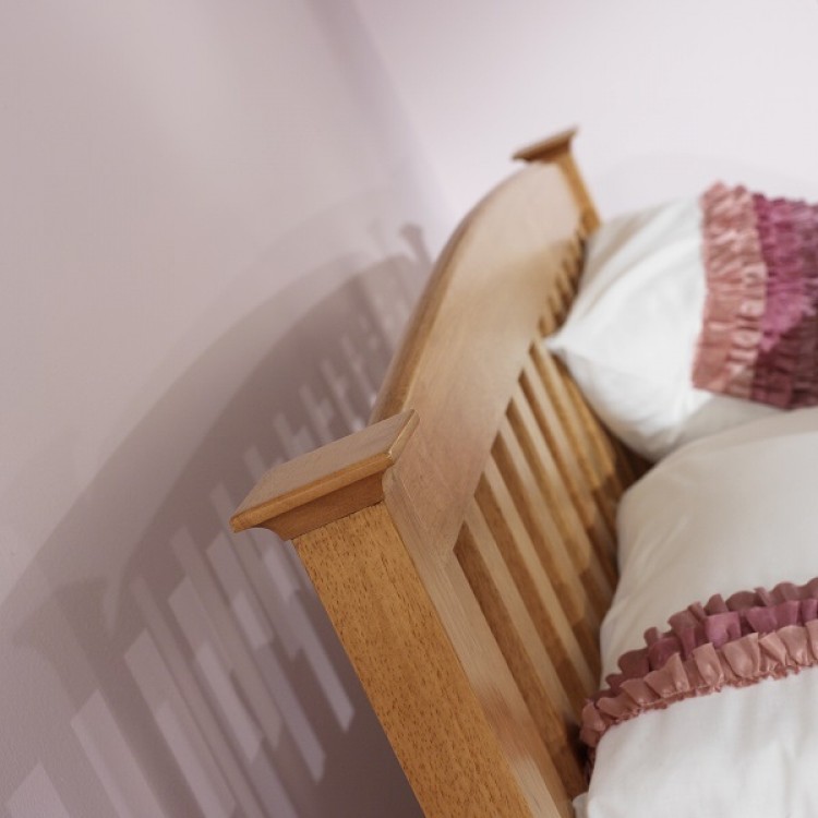 Serene Eleanor 4ft Small Double Oak Finish Wooden Bed Frame with High Footend by Serene Furnishings