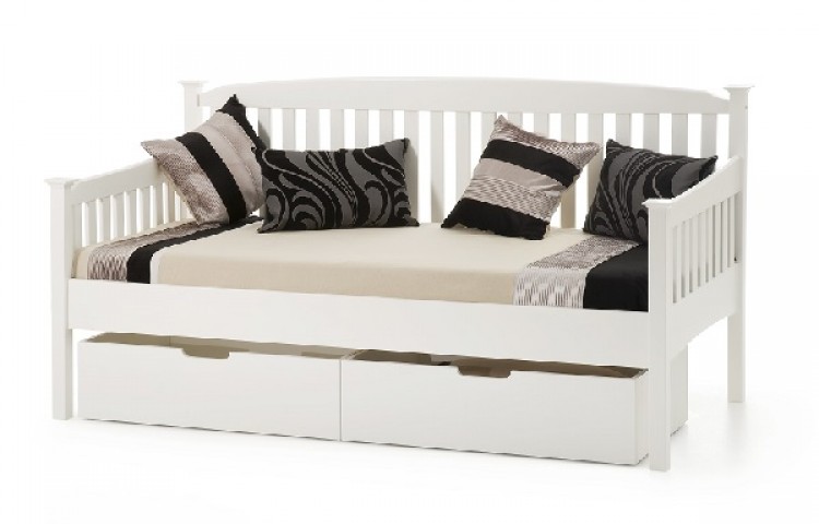 Serene Eleanor 3ft Single White Wooden, Wooden Frame Sofa Beds Uk