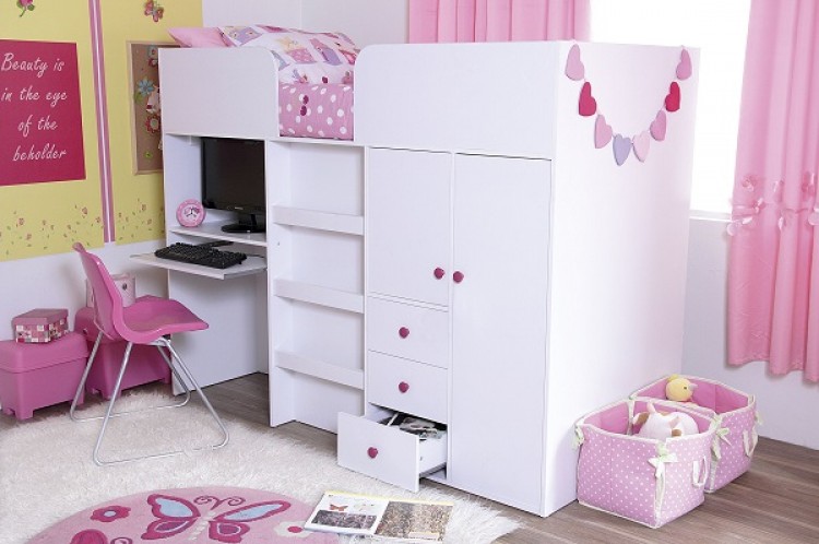 Gfw Galaxy White Wooden Mid Sleeper Bed By Gfw
