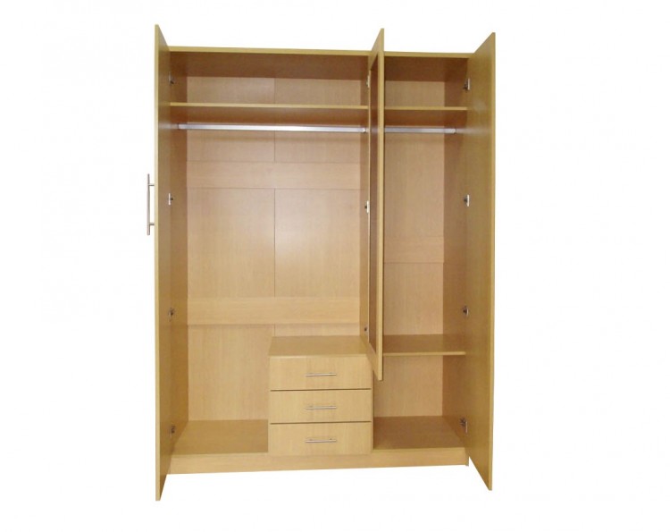Gfw Las Vegas 3 Door 3 Drawer Beech Wardrobe With Mirror By Gfw