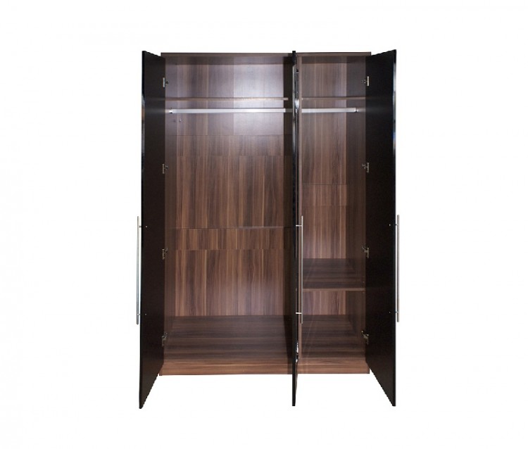 Gfw Modular 3 Door Walnut And Black Gloss Wardrobe With Mirror By Gfw