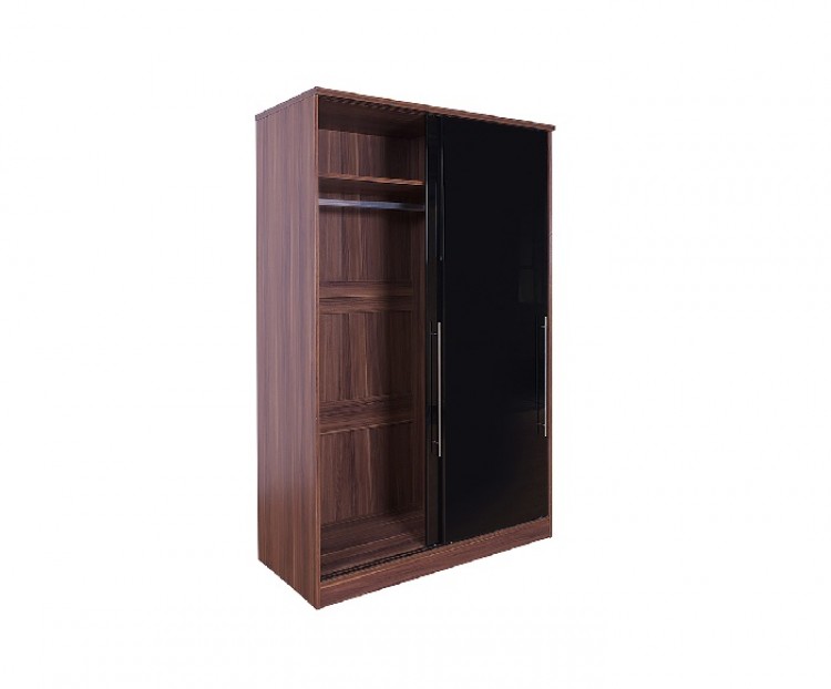 Gfw Modular 2 Door Walnut And Black Gloss Sliding Wardrobe By Gfw