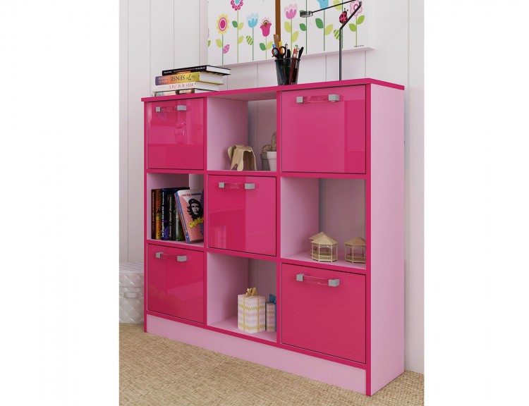 GFW Ottawa 2 Tones Gloss Pink 3x3 Cube Storage Unit by GFW
