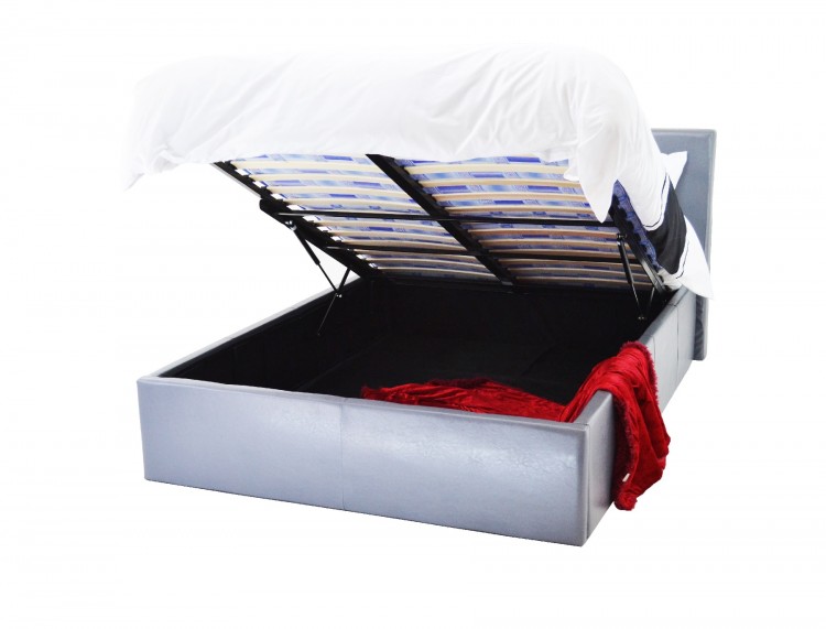 Metal Beds Chameleon 4ft (120cm) Small Double Grey Faux Leather Ottoman