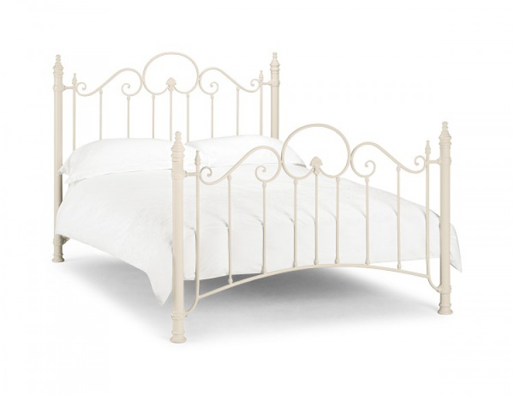 Julian Bowen Florence 4ft6 Double Stone White Metal Bed Frame By Julian Bowen Florence 4ft6 Double Stone White Metal Bed Frame By