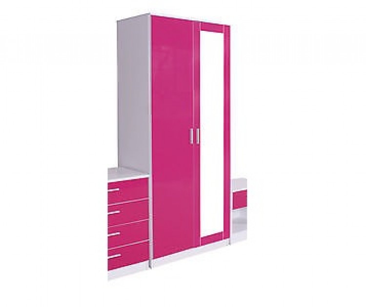 Gfw Ottawa 2 Door Wardrobe With Mirror In White And Pink Gloss By Gfw