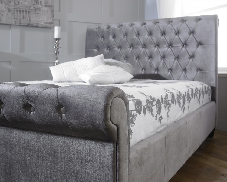 Limelight Orbit 5ft Kingsize Plush Silver Velvet Fabric Bed Frame by