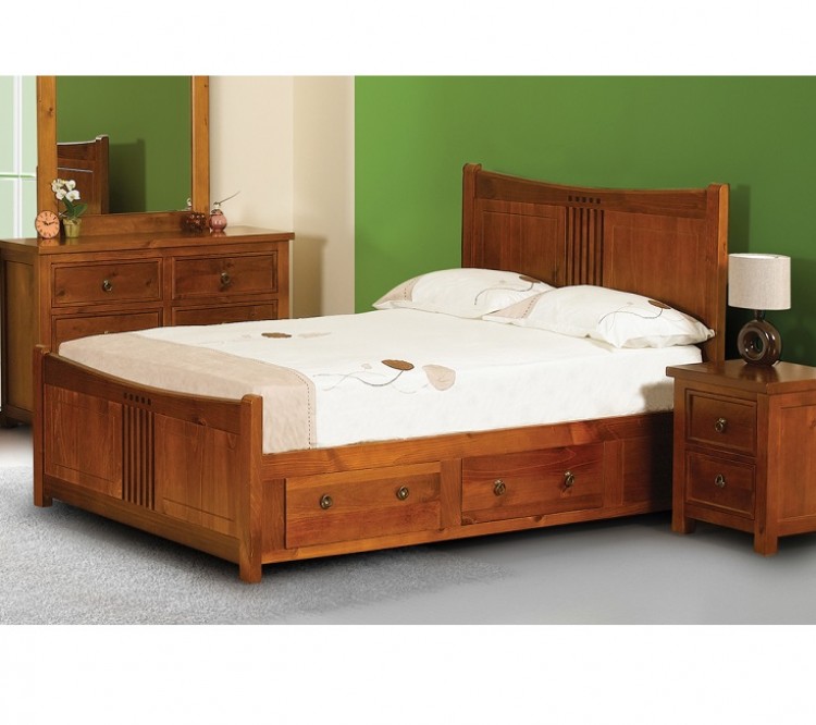 Sweet Dreams Curlew Wild Cherry 5ft King Size Wooden Bed Frame With Sweet Dreams Curlew Wild Cherry 5ft King Size Wooden Bed Frame With Under Drawers