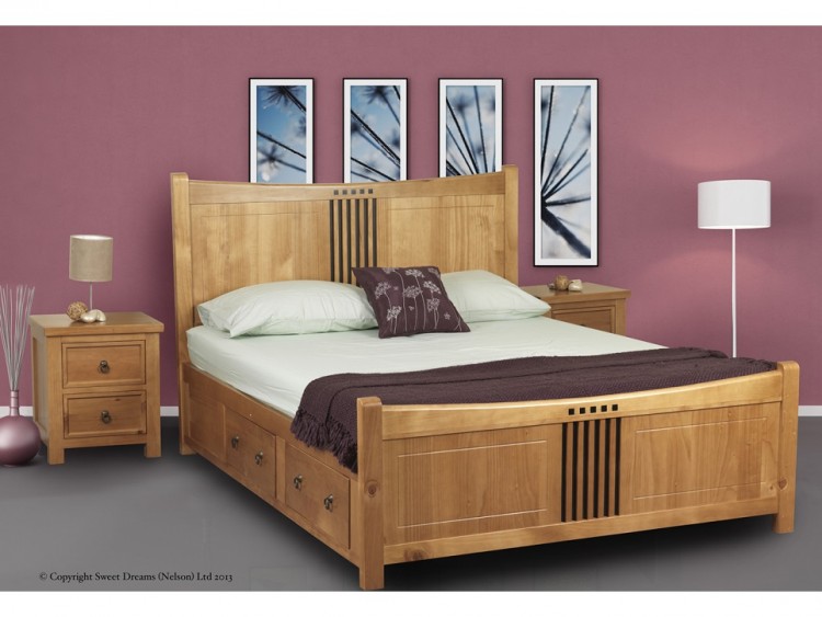 Sweet Dreams Curlew Oak 4ft 6 Double Wooden Bed Frame with Under Bed