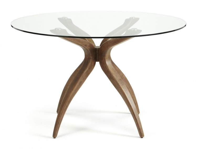 Serene Islington Glass And Walnut Round Dining Table By Serene Furnishings